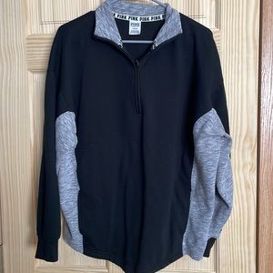 VICTORIA’S SECRET PINK black and grey zip pull over | Size M | Used, great cond.
